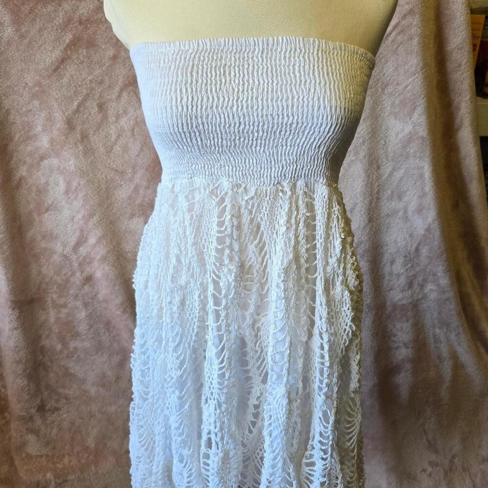 White lace tube top dress